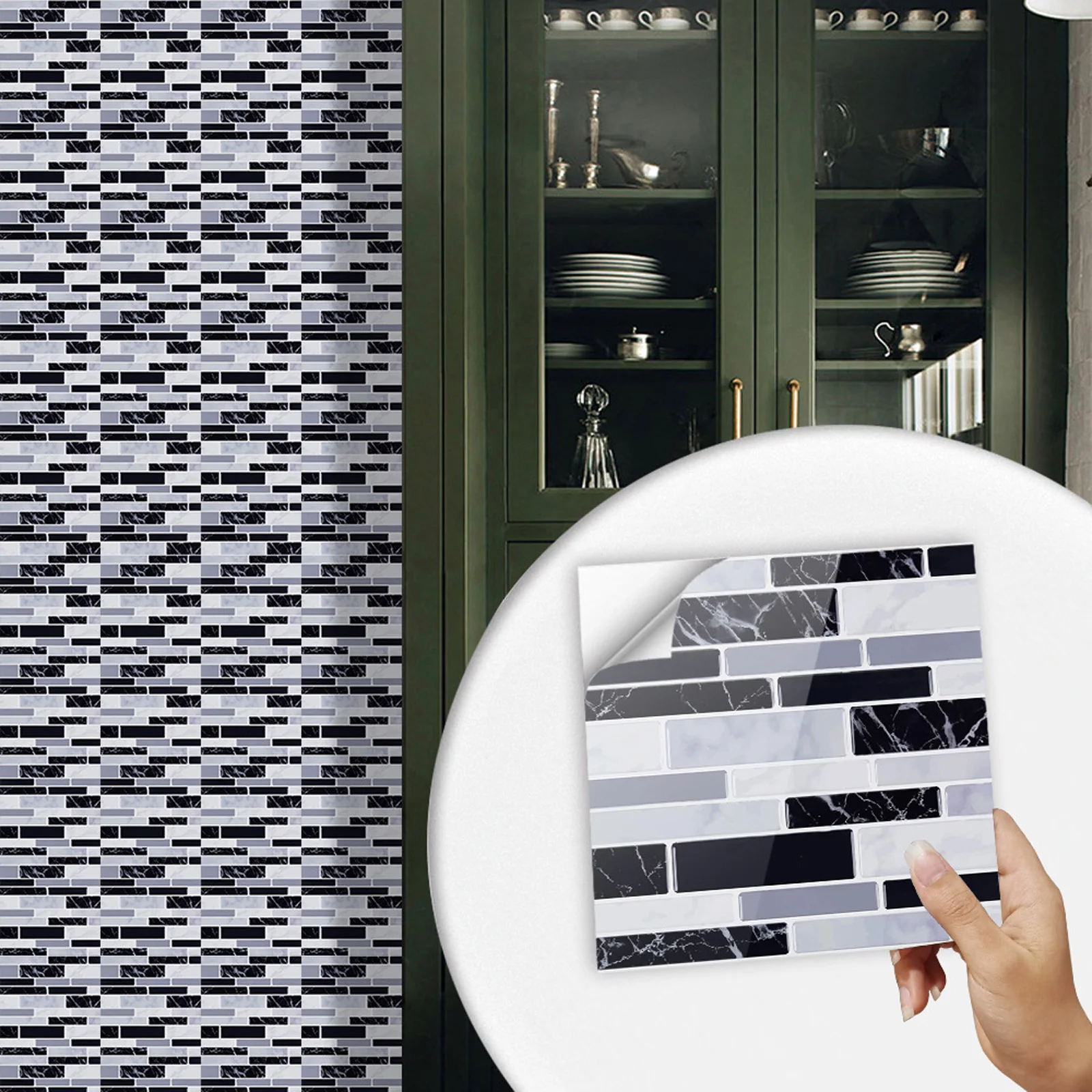 キッチンとバスルームのための粘着性の3Dモザイクステッカー, - Home Bathroom Tiles のレビューと価格