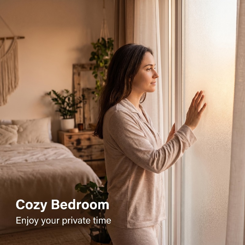 純白のつや消しプライバシーウィンドウフィルム、接着剤不要、半 - Home Bathroom Window のレビューと価格