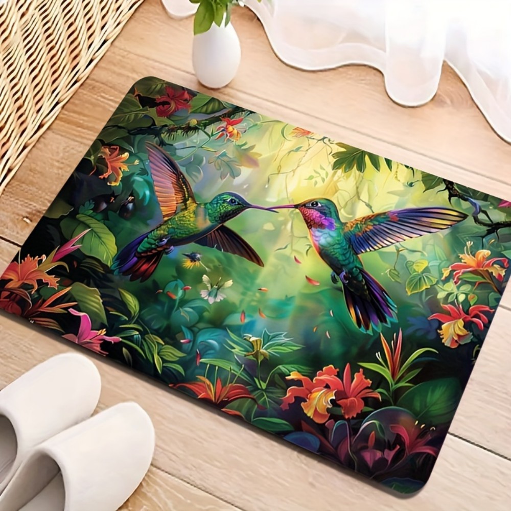 VIKAMA 春のハチドリ トロピカルデザイン フロアマット - Home Bathroom Door Design のレビューと価格