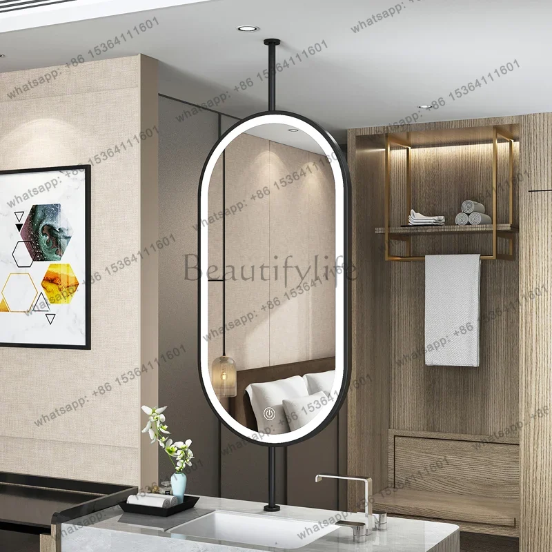 サイズ60x90cm 天井吊り下げ型オーバルミラー モダンシ - Home Living Bathroom Vanity のレビューと価格