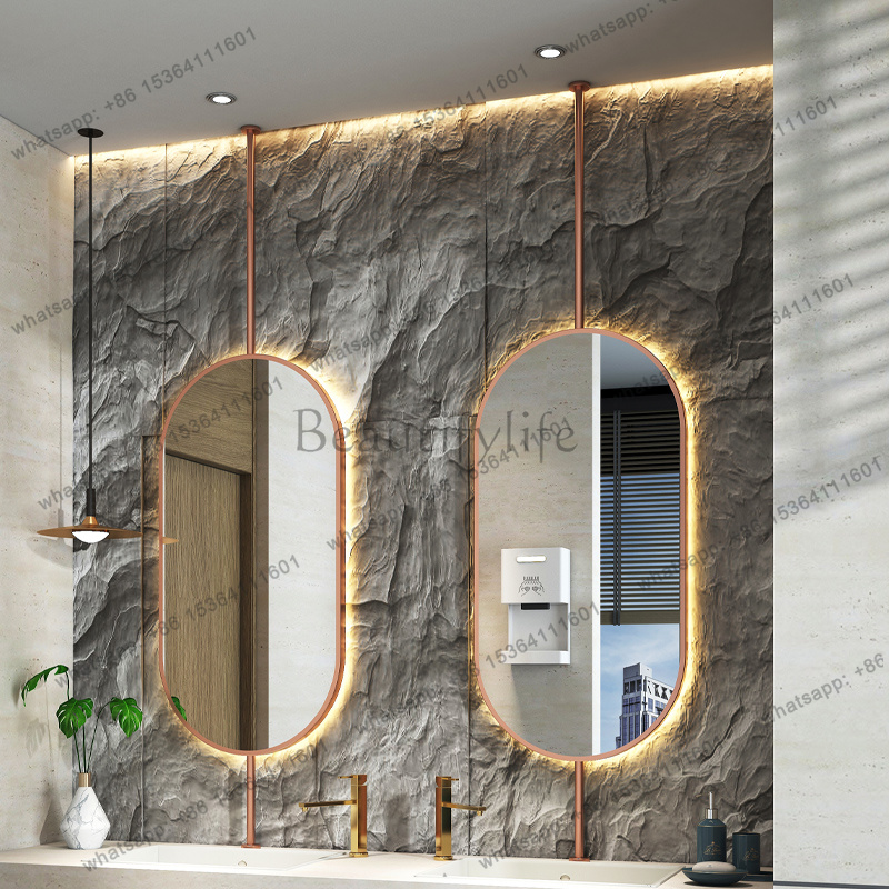 サイズ60x90cm 天井吊り下げ型オーバルミラー モダンシ - Home Living Bathroom Vanity のレビューと価格